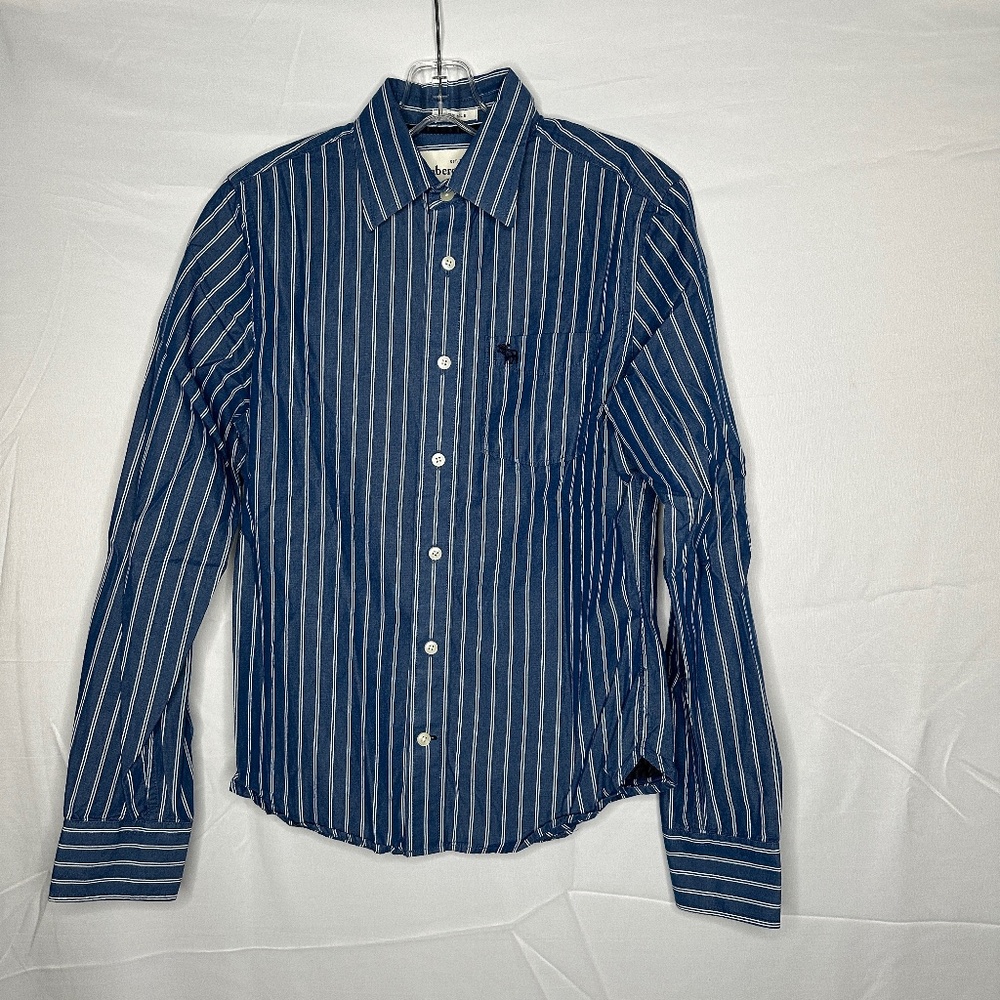 Abercrombie Kids Blue & White Striped Button Down Shirt